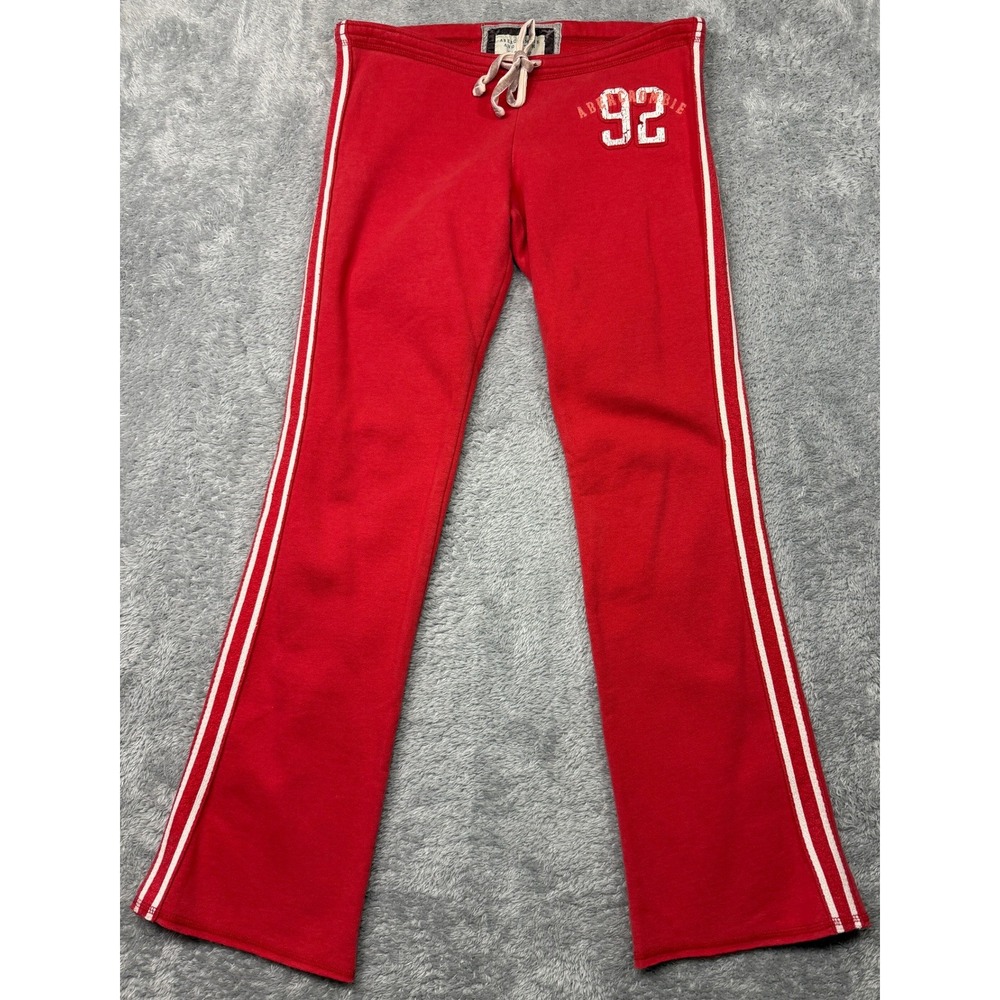 Vintage Y2K Abercrombie and Fitch Sweatpants Womens M Red 92 Flare Leg Stripe